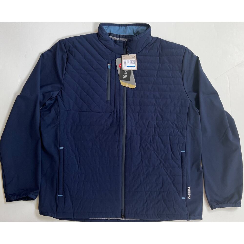 Puma Scotia Quilted Golf Jacket Navy Blue 621525 02 Men Size XL New.